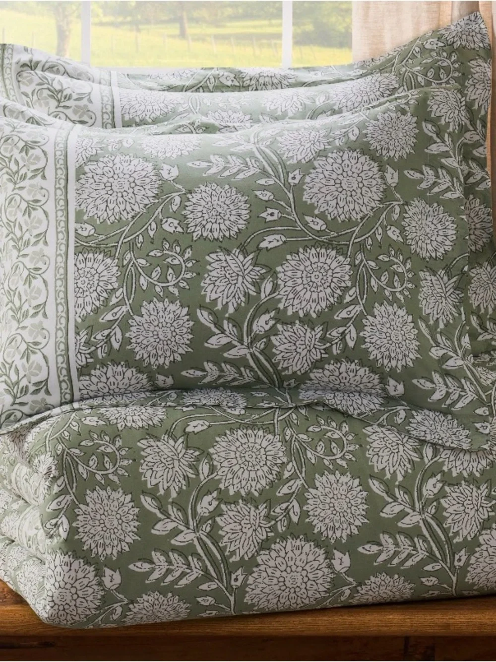 Levtex Home Adare Sage Duvet Cover Set -3 Piece 90x94 100% Cotton